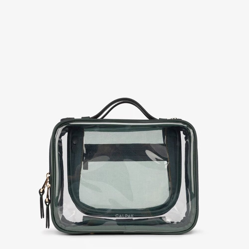 NWT Calpak Medium Clear Cosmetics Case Emerald - Sold Out!